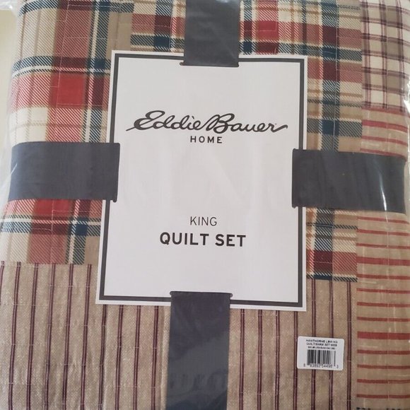 Eddie Bauer Hawthorne Quilt Set - Brown Plaid Patchwork - Picture 4 of 5